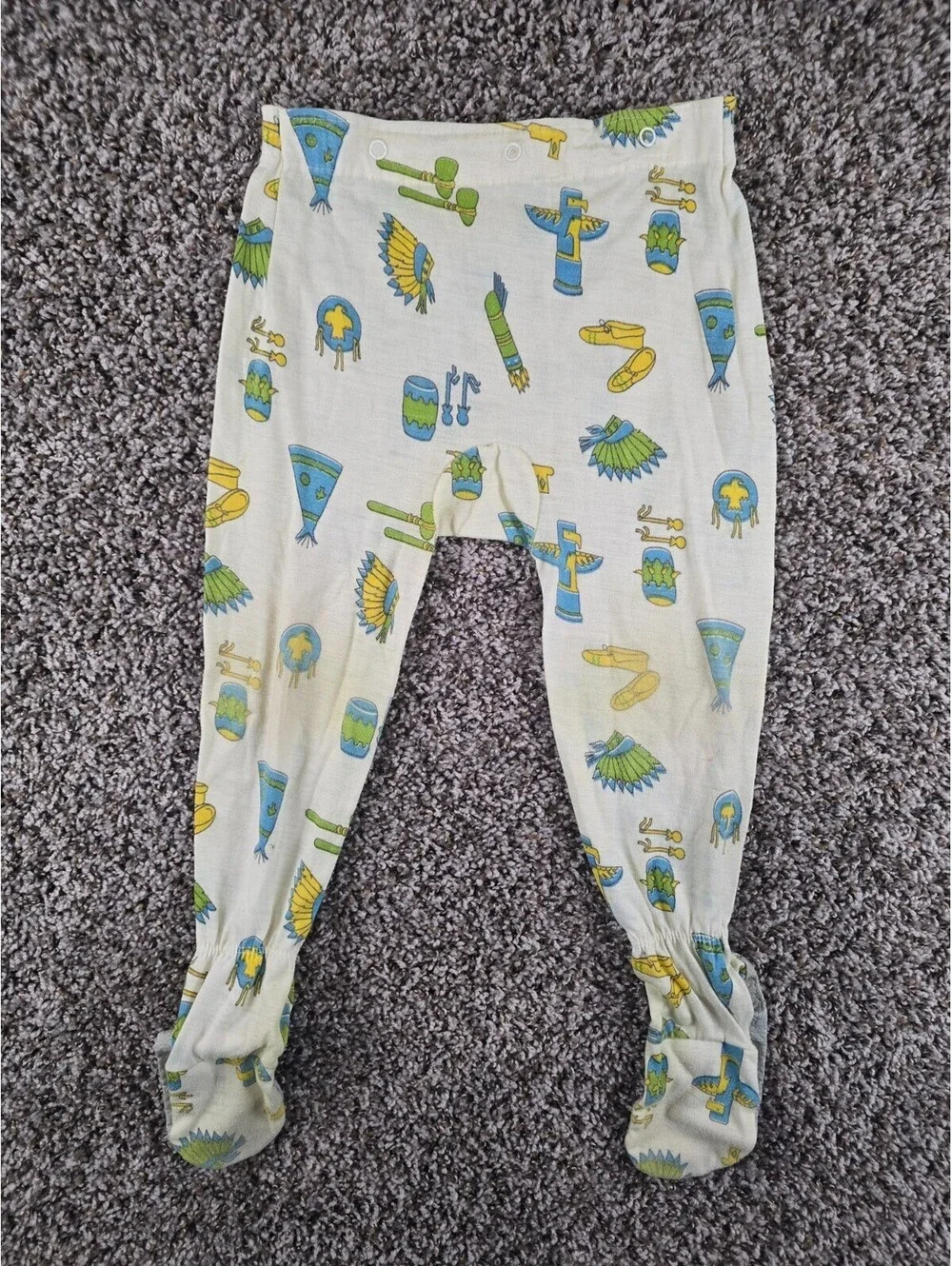 Vintage Retro Carters Boys Sz 4 Pajama Top Pants Set Native American Print